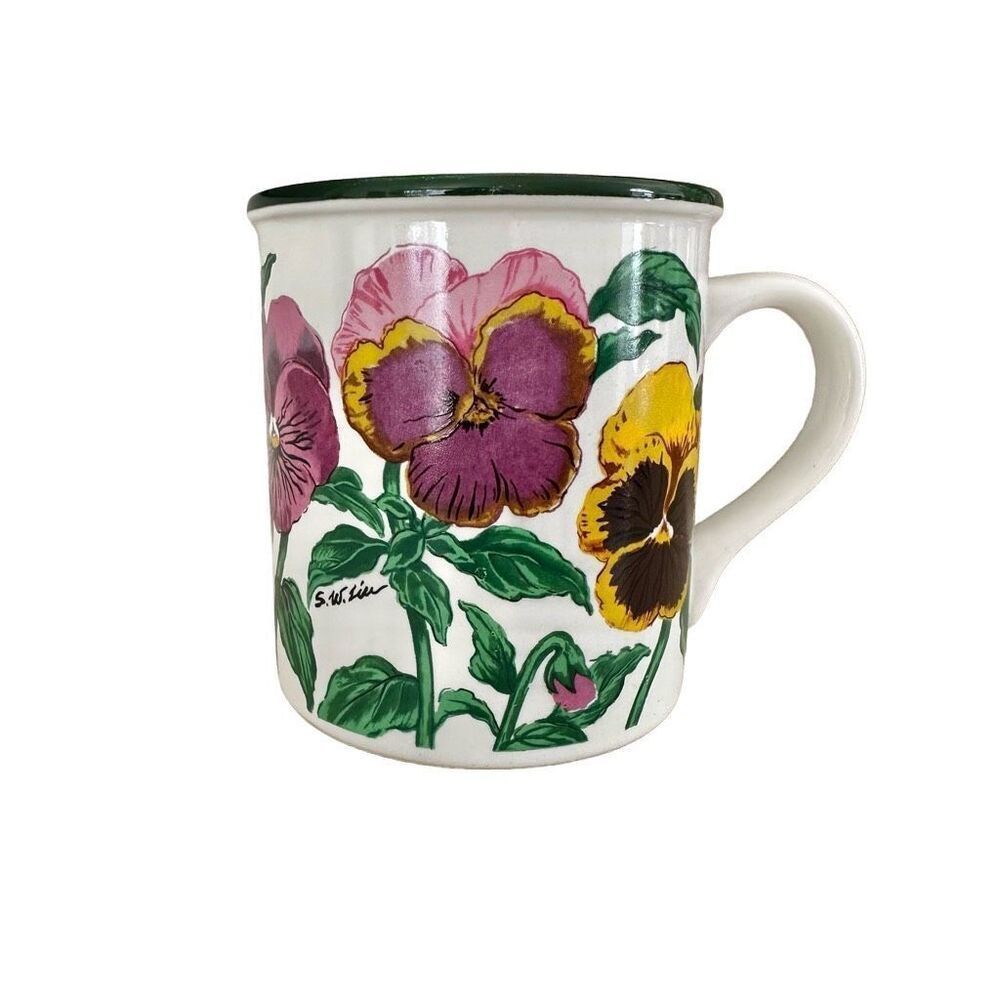 Potpourri Designs vintage pansies mug